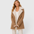 Elodie | Women’s Slim-Fit Coat with Lapels and Shearling-Style Trim