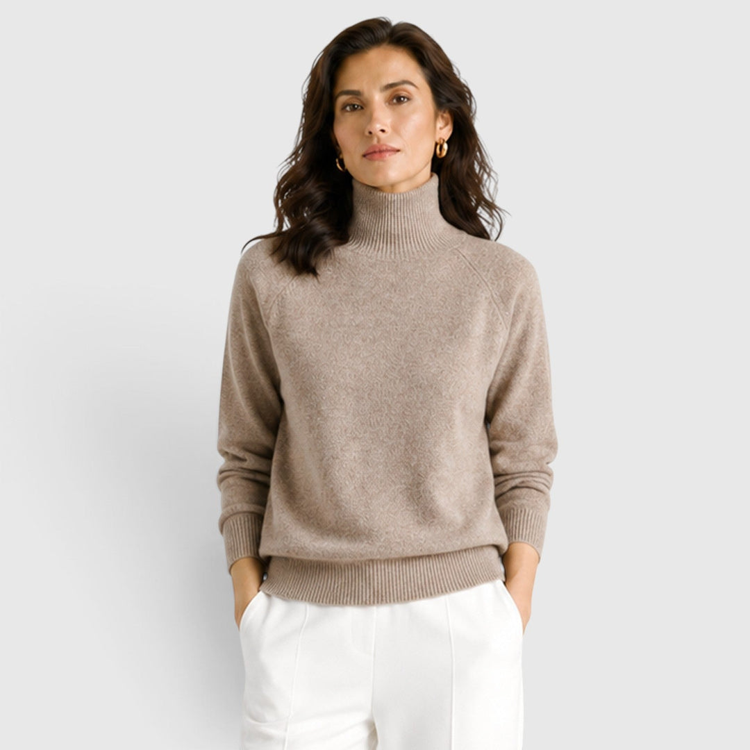 Elena | Damski Sweter w Stylu Wełnianym z Golfem i Luźnym Krojem