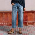Kornelia | Retro cropped straight-leg jeans, blue