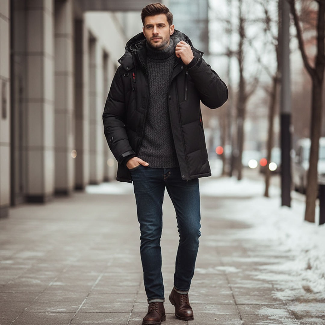 Winter jacket Men's clothing winter quilted style hood | Damian