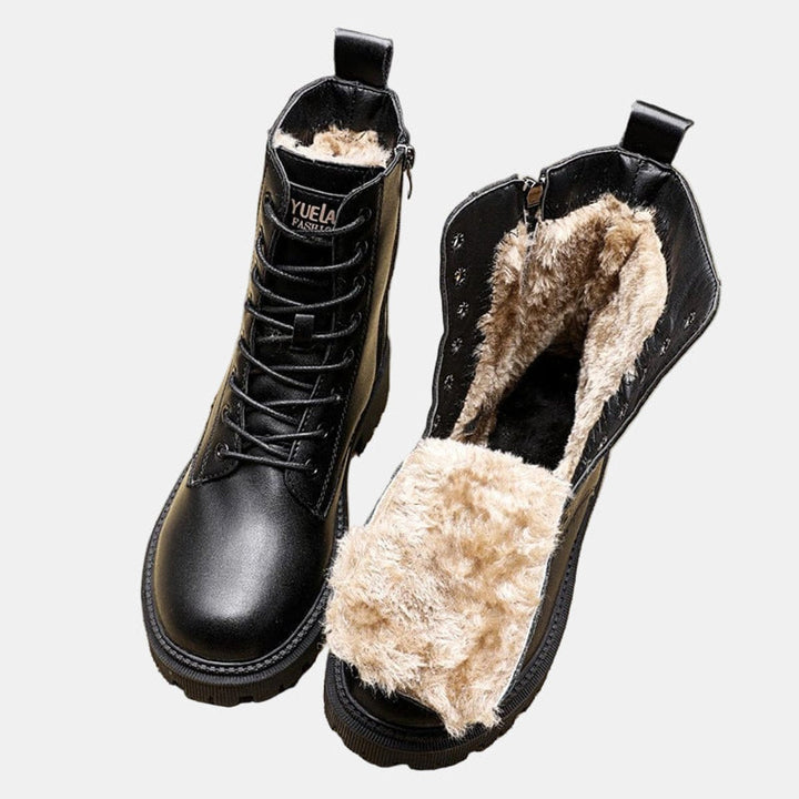 Alden | Męskie Sznurowane Botki z Faux Skóry z Podszewką Faux Fur