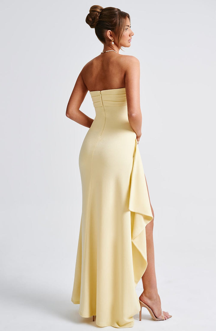 Women's Strapless Maxi Dress | Fitted with High Slit